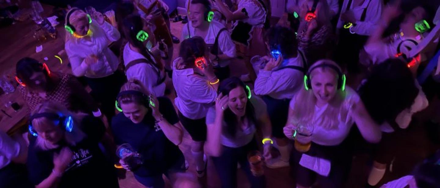 People enjoying a silent disco event